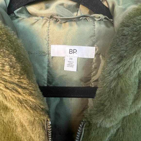Be Proud By Bp. Gender Neutral Faux Fur Jacket In Olive Green M - Picture 5 of 16